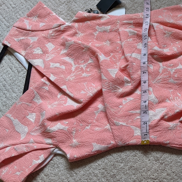 Adrianna Papell Size 8 Hibiscus Jacquard Draped Dress - Picture 5 of 10